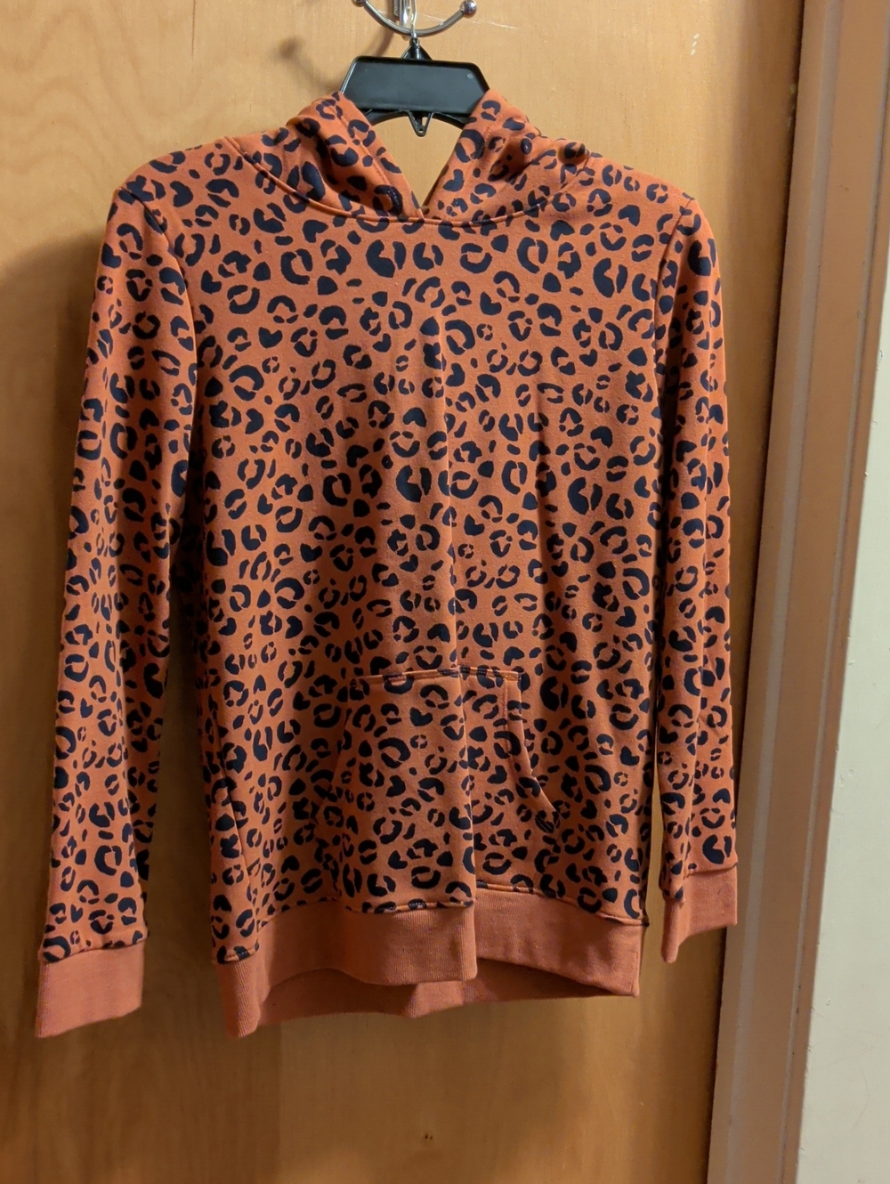 Cat & Jack Rust Orange Leopard Print Hooded Top